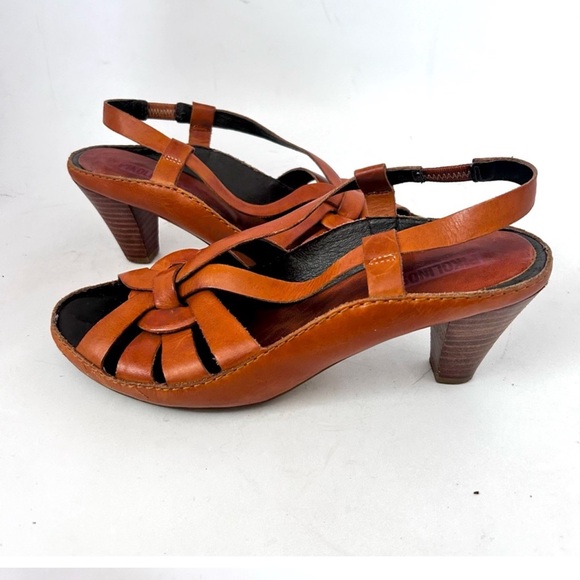 PIKOLINOS Brandy Brown Leather Sling Backs Strappy Heel Sandals Size 39 8.5 - Picture 3 of 8